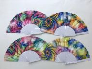 Folding Fan (Rainbow w/White Handle)