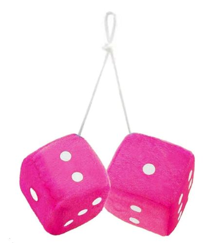 2.75" Pink Fuzzy Dice