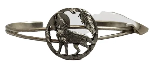 Youth-Howling Wolf Cuff Bracelet (Pewter)