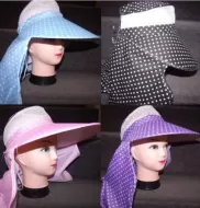 Polka Dot Lady Hat with Neck Shield
