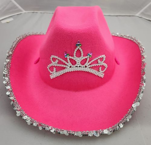 Youth Cowgirl Hat with Sequin/Tiara- 4 Color