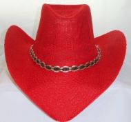 Woven Adult Cowgirl Hat Red
