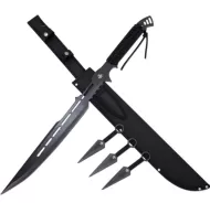 Black/Silver Ninja Sword With Throwing Knife Set