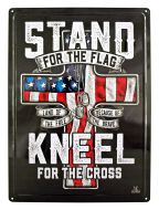 12x17 Rolled Edge Metal Sign-StandFlag/KneelCross