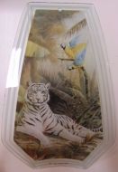White Tiger and Parrot Touch Lamp Glass
