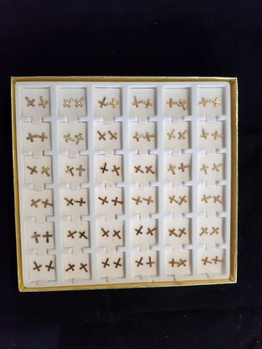 Faux Gold Cross Earrings (36 Pairs/Display)