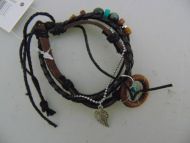 Faux Leather Bracelet with Charms
