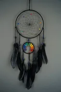 7" + 3" Black Dream Catcher with Rainbow Beads