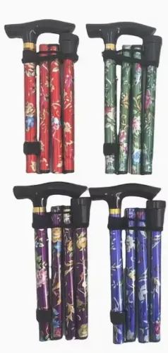Adjustable Folding Walking Stick-Flower Designs