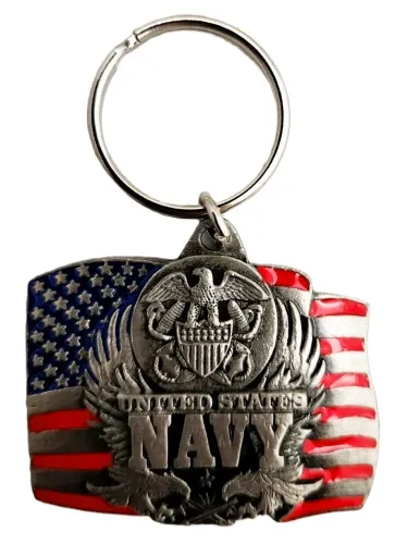Navy Pewter Keychain