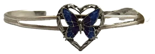 Youth-Heart Butterfly Cuff Bracelet (Pewter)