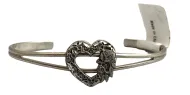 Youth-Rose Heart Cuff Bracelet (Pewter)