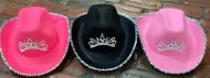 Adult Cowgirl Hat w/Tiara & Sequin (3 Colors)