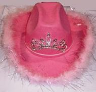 Adult Cowgirl Hat with Feather-Pink Only