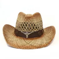 Adult Tan Cowboy Hat-Brown Band w/ Steer