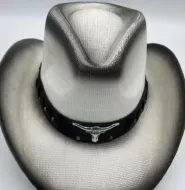 Adult-Cowboy Hat: White/Black with Steer Head
