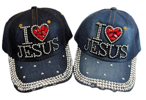 I Love Jesus (Rhinestone) Baseball Cap 