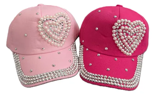 Youth-Heart (Beads/Rhinestone) Baseball Cap