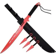 Red Ninja Sword with Throwing Knife Set