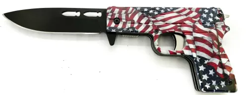 American Flag Spring Assist Pistol Knife