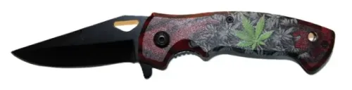 Marijuana Leaf Spring Assist Knife