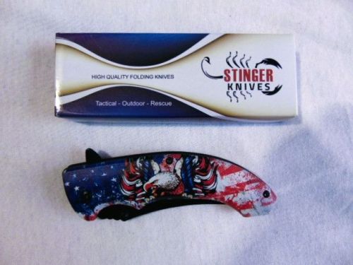 Eagle with USA Flag Spring Assist Knife