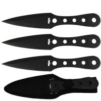 6.5" 3 Pc Black Throwing Knife w/ Nylon Sheath