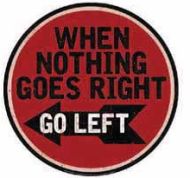 12" Round Metal Sign "Nothing Right, Go Left"