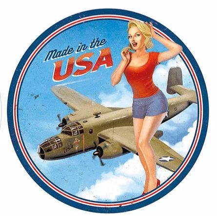 15" Dome Sign "Made in USA Pin Up"