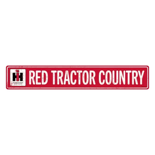 36"x6" Red Tractor Country Die Cut Metal Sign