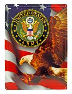 12x17 Rolled Edge Metal Sign-Army Eagle/Flag
