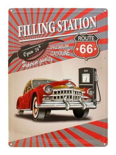 12x17 Rolled Edge Metal Sign-Rt 66 Filling Station