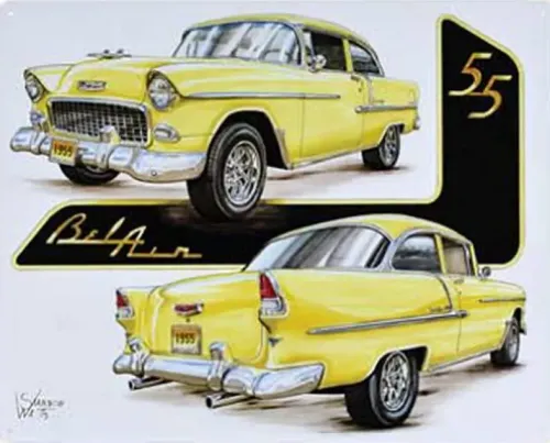 12x15 Metal Sign: 1955 BelAir (Yellow)