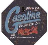 12" Octagon Metal Sign "Gasoline"