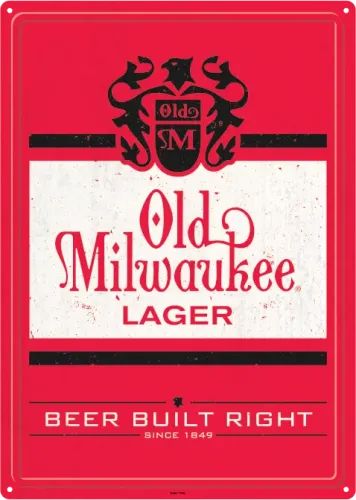 12x17 Rolled Edge Metal Sign: Old Milwaukee Lager