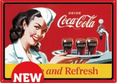 12x17 Rolled Edge Metal Sign: Refresh Coke