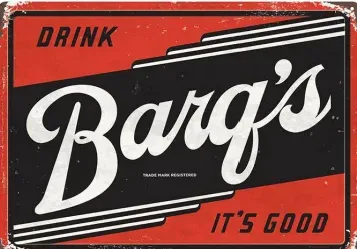 12x17 Rolled Edge Metal Sign: Barq's