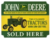 John Deere Sold Here Embossed Metal Sign-24"x18"