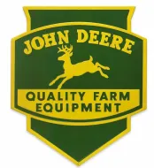 John Deere Shield Embossed Metal Sign-20"x24"