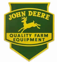 John Deere Shield Embossed Metal Sign-20"x24"