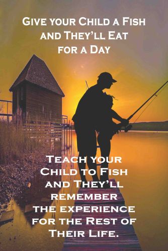 8x12 Metal Sign-Teach Child to Fish