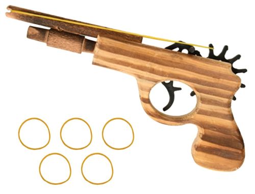 9" Wood Pistol Rubberband Gun