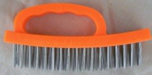 6" Plastic Orange Handle Wire Brush 